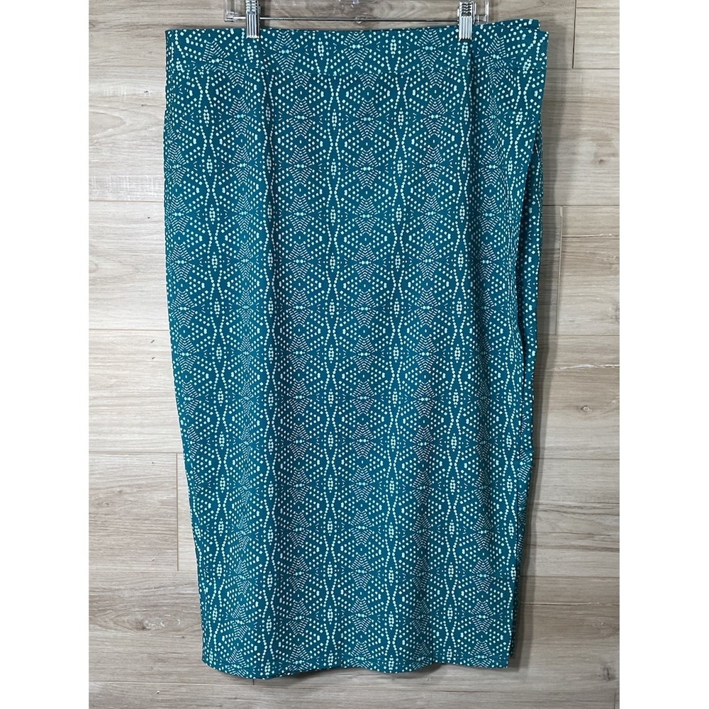 RipSkirt Hawaii Tropical Midi Skirt Teal Geometric Size XXL Travel Beach Resort